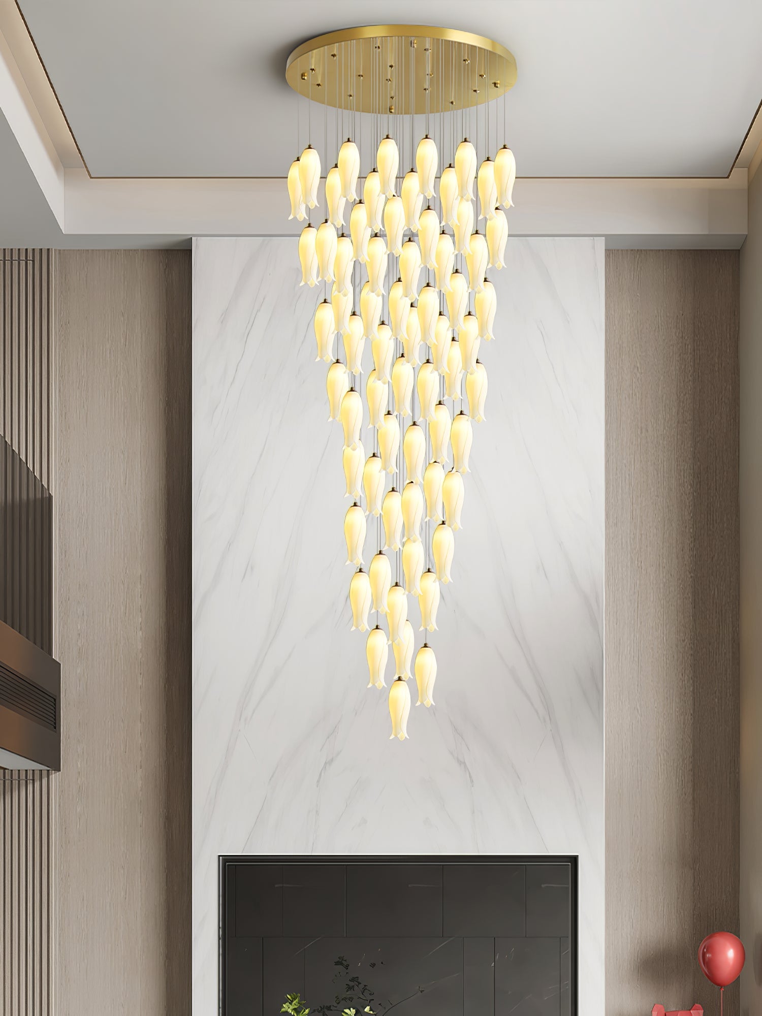 Sylirion Alabaster Brass Chandelier - Blowlighting