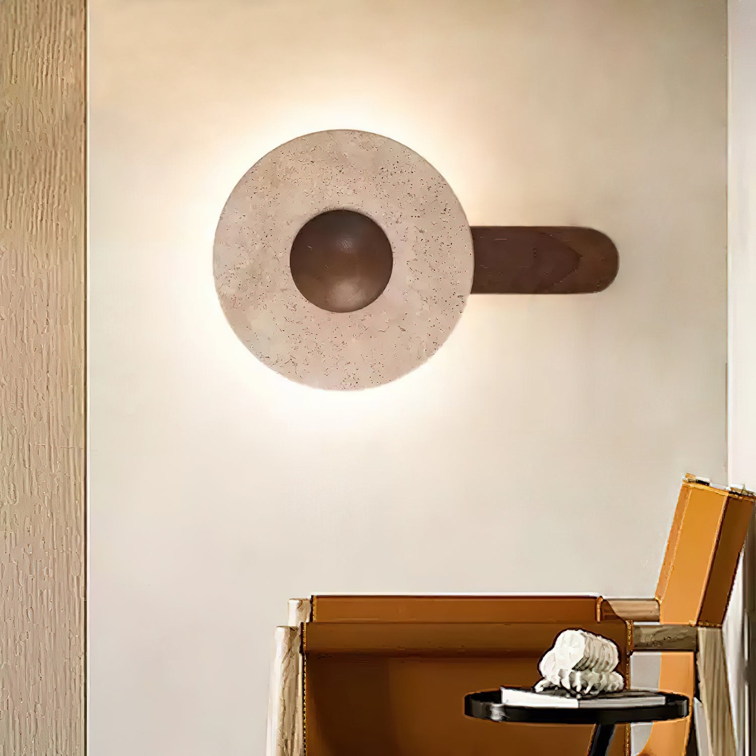 Nymarora Circular Travertine Wall Light - Letslighting