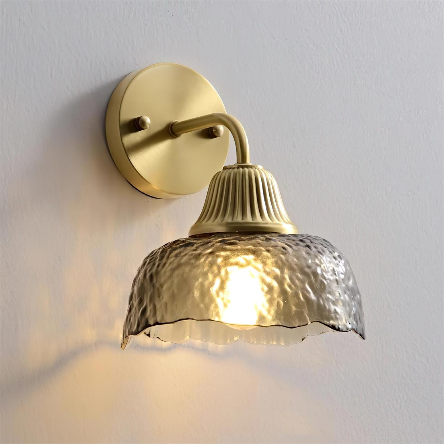 Lunara Wall Lamp with Hammered Glass Shade - Letslighting
