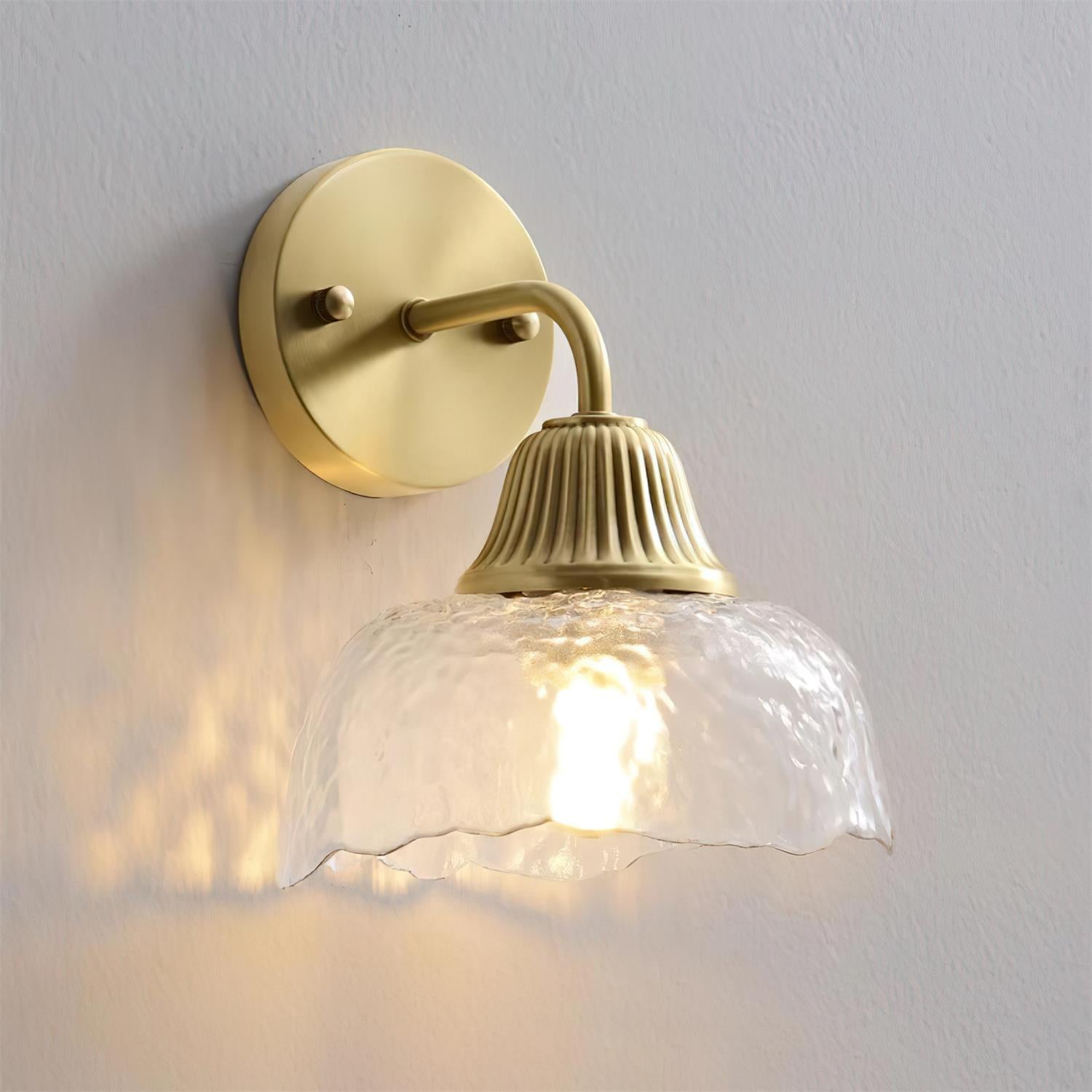 Lunara Wall Lamp with Hammered Glass Shade - Letslighting
