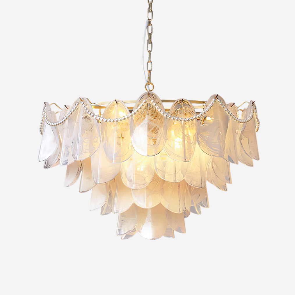 Lunaria Glass Petal Chandelier with Pearl - Letslighting