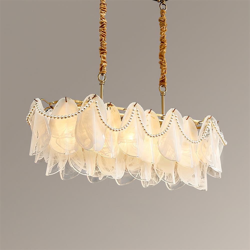 Lunaria Glass Petal Chandelier with Pearl - Letslighting