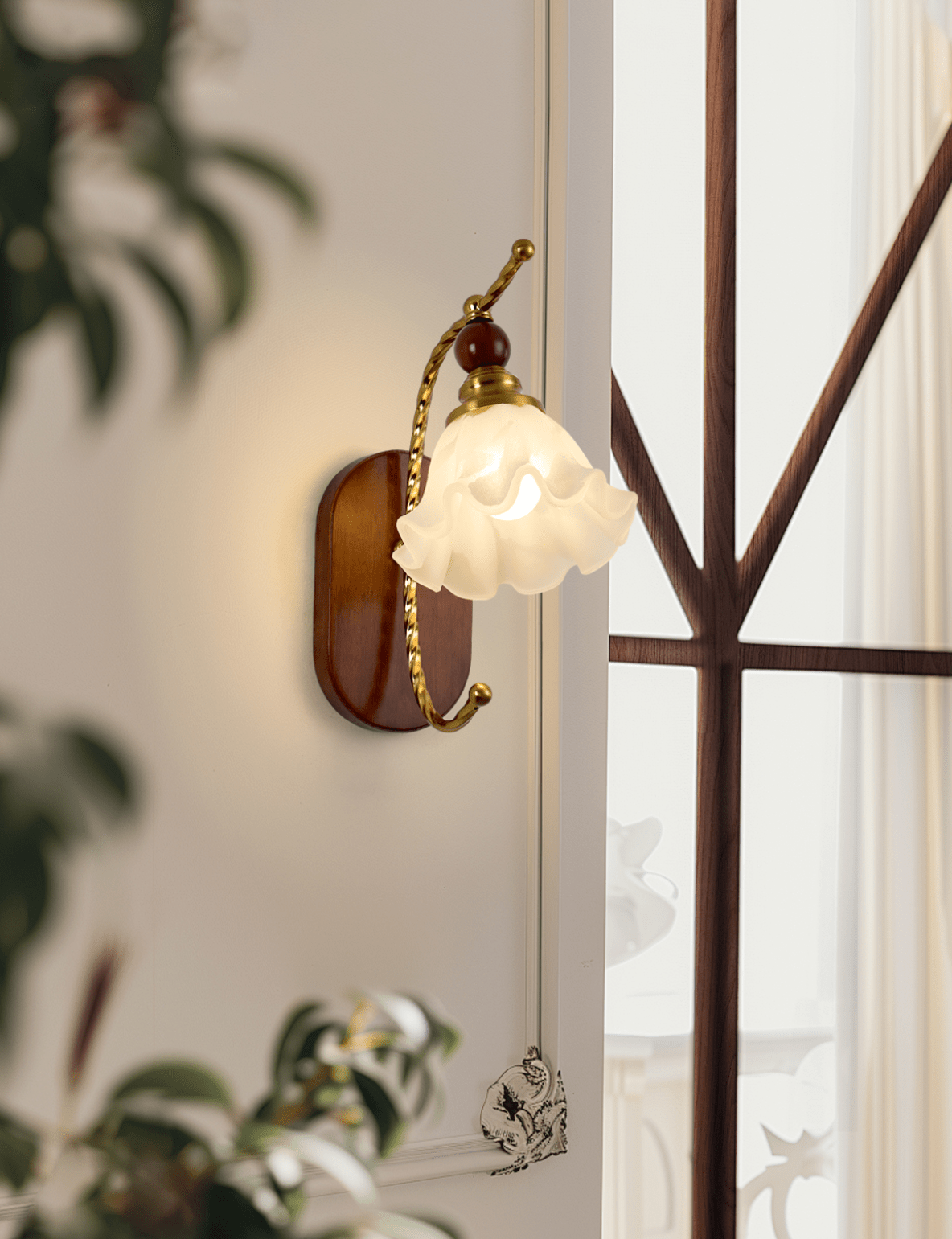 Lunaria Moderne Minimaliste Verre Bois Applique Murale