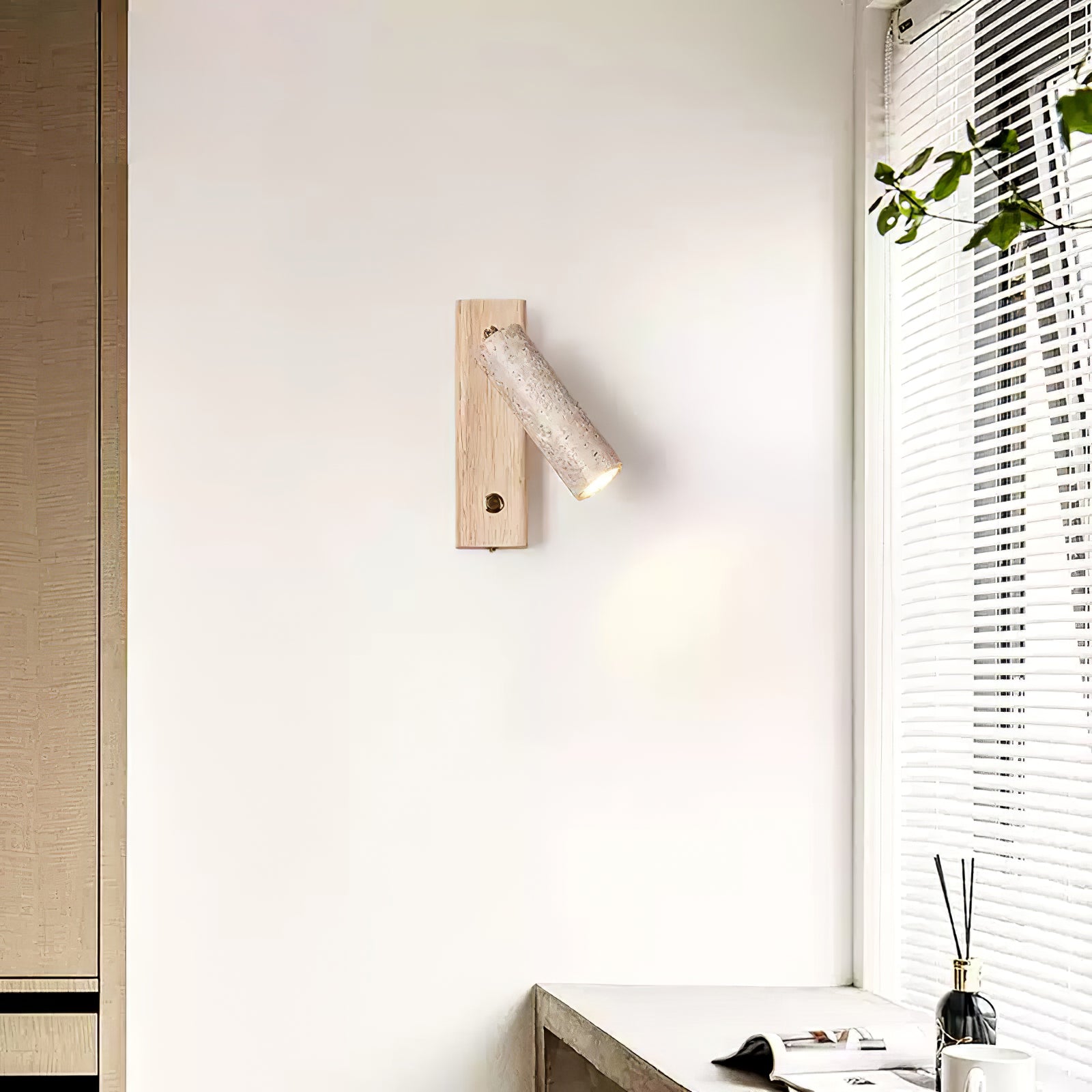 Ornoria Cylindrical Travertine Wall Light SpotLight - Letslighting