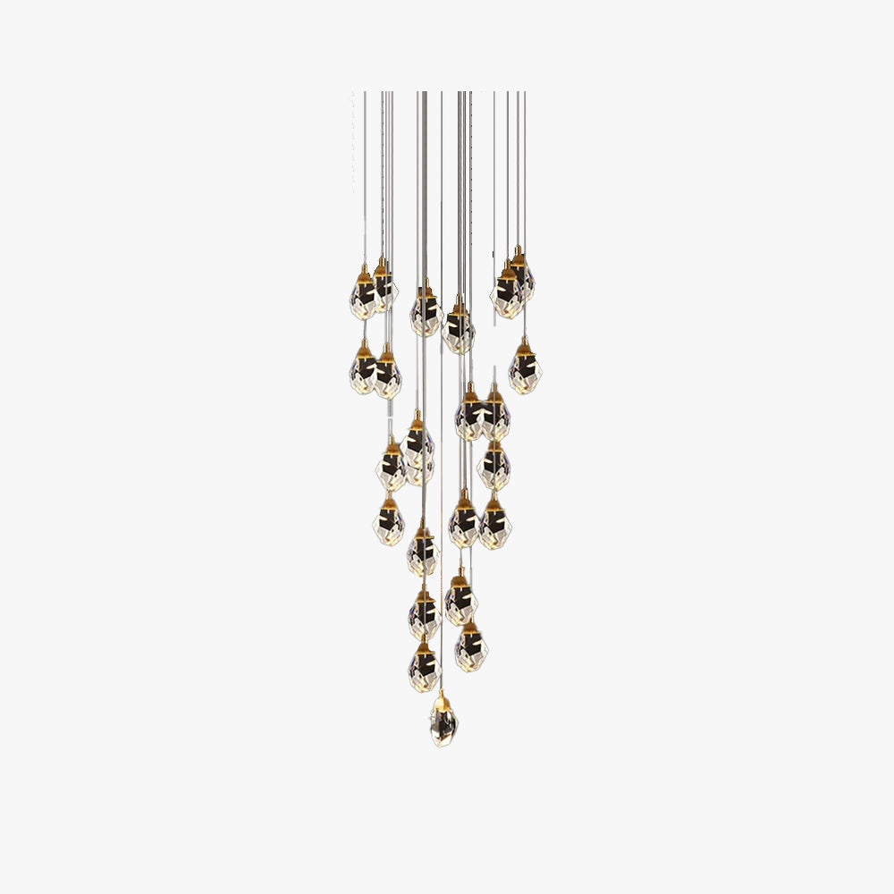 Kristy Luminaire Or Suspension Verre/Métal Pierres Chambre/Salon