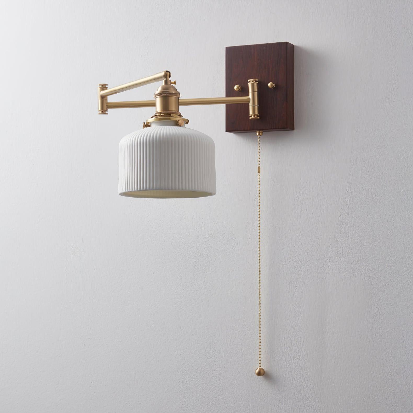 Artistic Walnut Brass Wall Sconce Adjustable Arm Vintage Charm - Letslighting