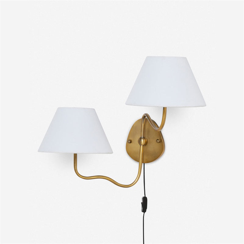 Myvele Elegance Vintage Plug-in Brass Fabric Wall Lamp - Lamp Copper