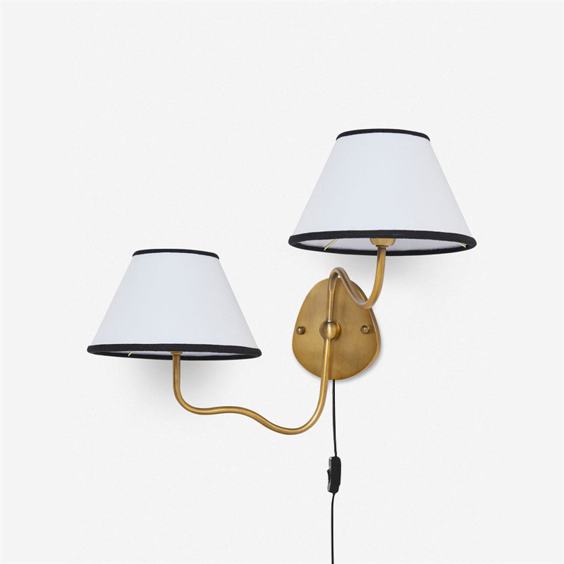 Myvele Elegance Vintage Plug-in Brass Fabric Wall Lamp - Lamp Copper