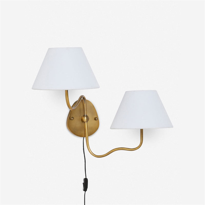 Myvele Elegance Vintage Plug-in Brass Fabric Wall Lamp - Lamp Copper