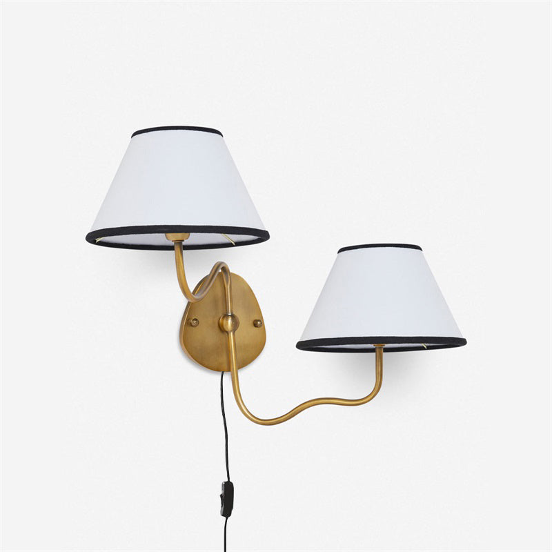 Myvele Elegance Vintage Plug-in Brass Fabric Wall Lamp - Lamp Copper