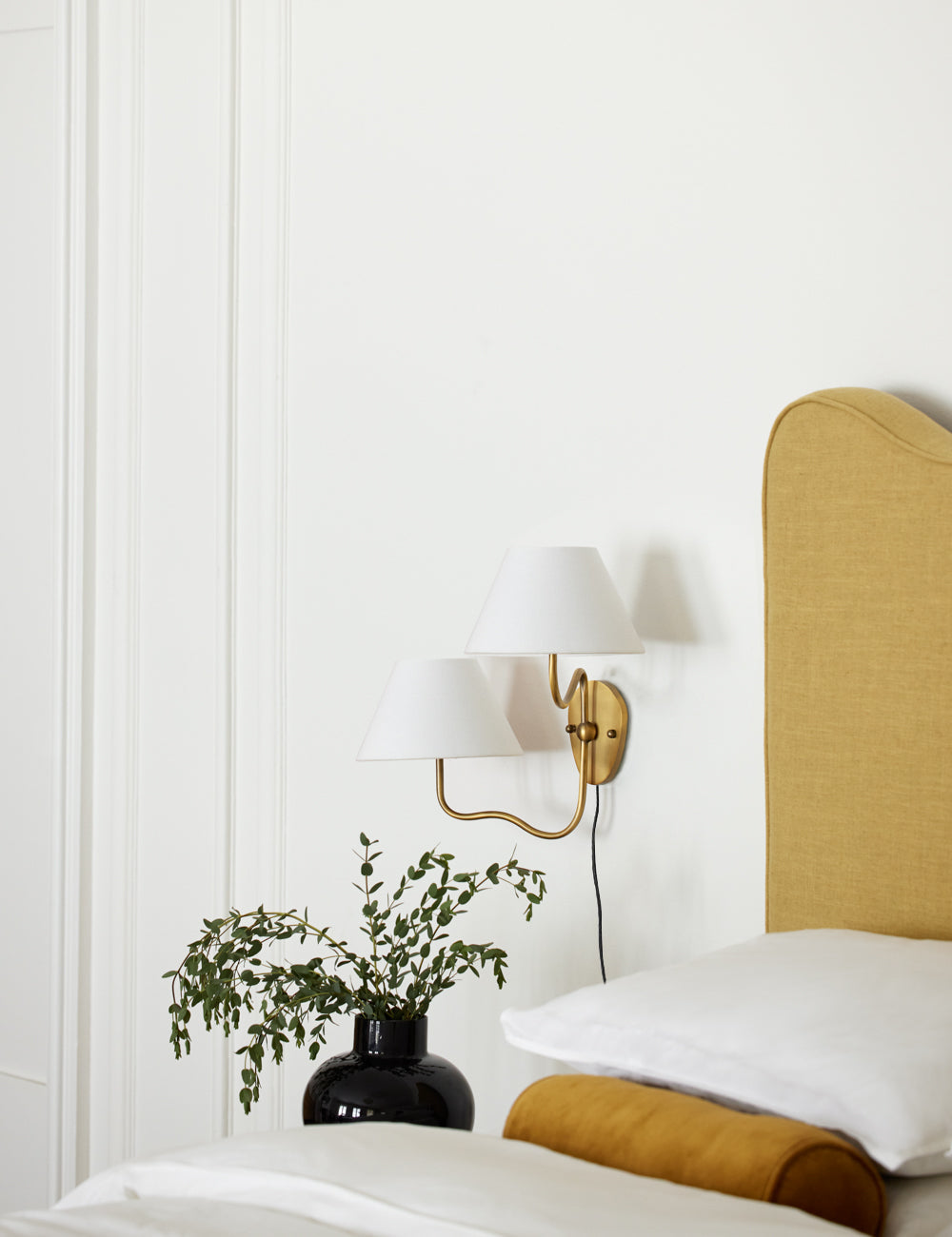 Myvele Elegance Vintage Plug-in Brass Fabric Wall Lamp - Lamp Copper