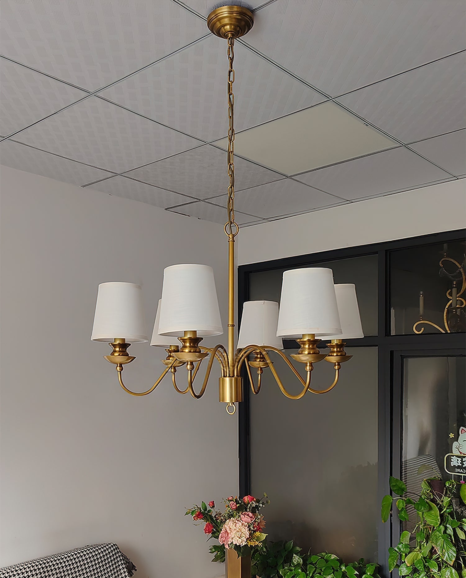 Imiryra Postmodern Luxury Brass Fabric Chandelier - Lamp Copper