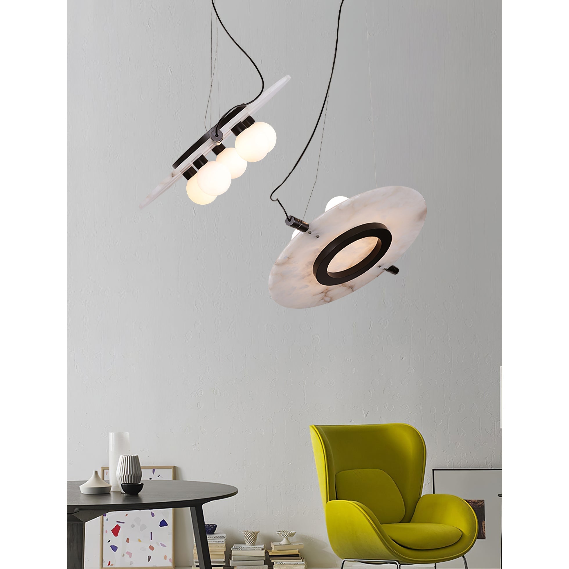 Vasila Postmodern Luxury Metal Alabaster Pendant Lamp - Lamp Copper