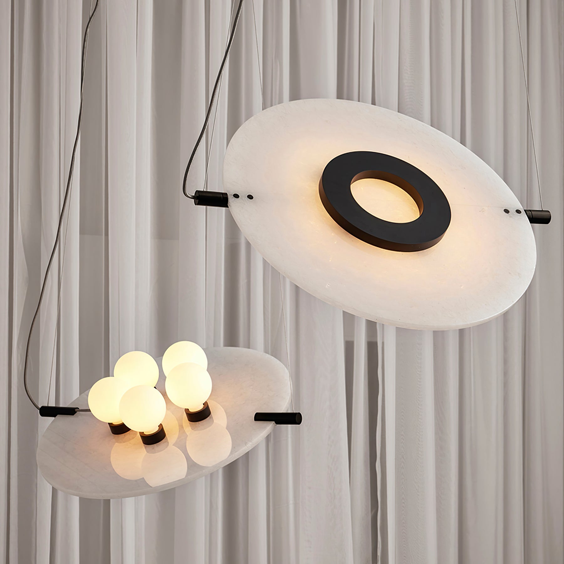 Vasila Postmodern Luxury Metal Alabaster Pendant Lamp - Lamp Copper