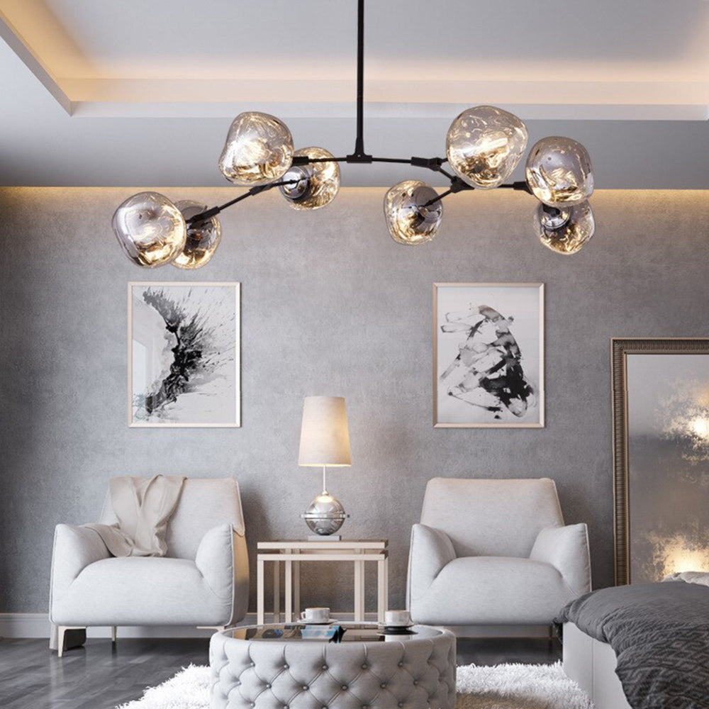 Valentina Suspension Globe Inhabituelle, Métal/Acrylique, Doré Rosé/Or/Chromé, Salon/Salle à Manger
