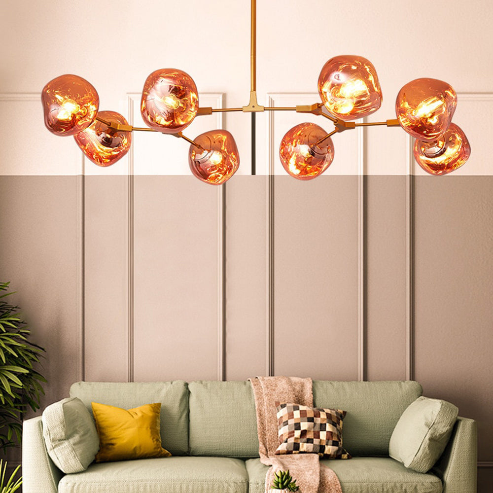 Valentina Suspension Globe Inhabituelle, Métal/Acrylique, Doré Rosé/Or/Chromé, Salon/Salle à Manger
