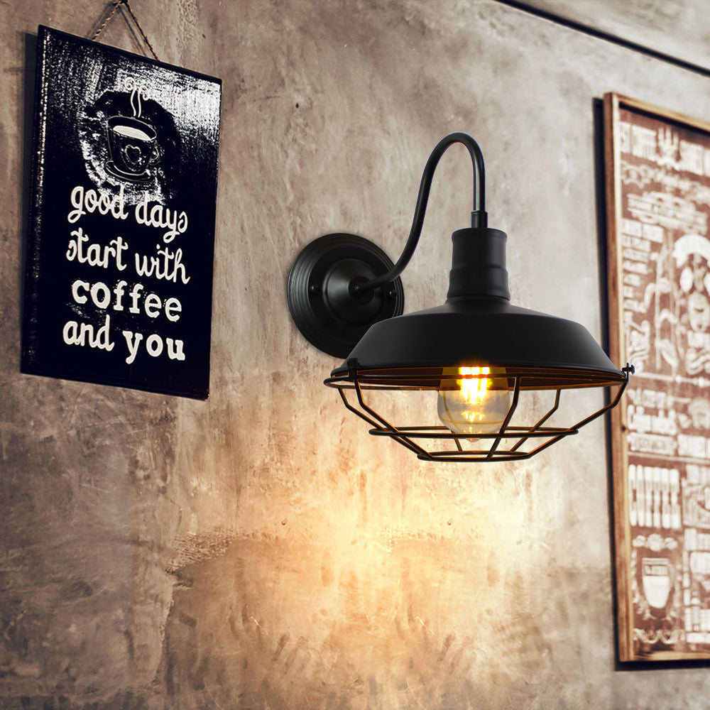 Silva Applique Murale Landerne Vintage, 3 Style, Métal/Verre, Noir, Cour
