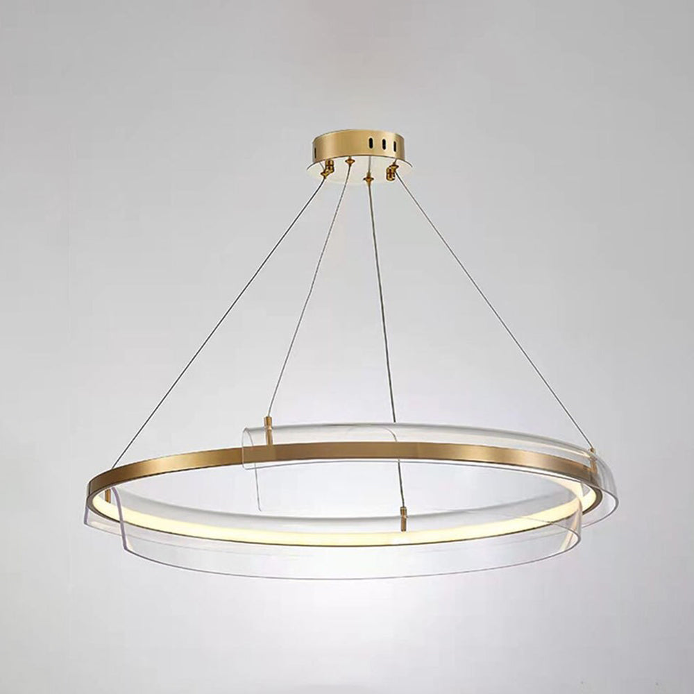 Arisha Suspension Ronde Moderne, Métal/Acrylique, Doré, Salon/Chambre à Coucher