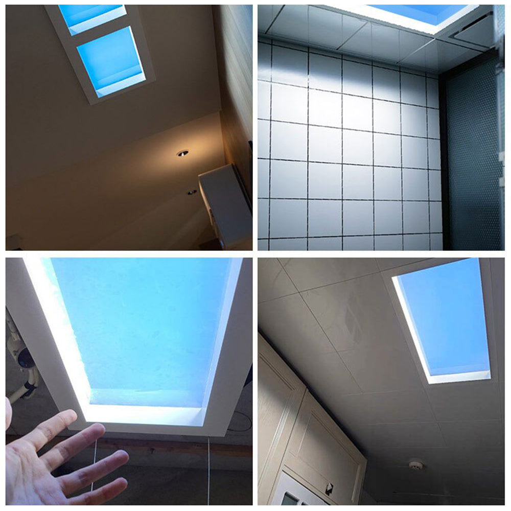 Ray Plafonnier Rectangle Moderne, Métal/Verre, Bleu, Salon