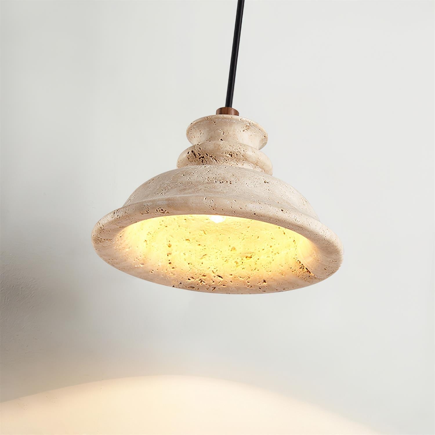 Ritta Pendant Lamp Sculpted Travertine Shade - Letslighting