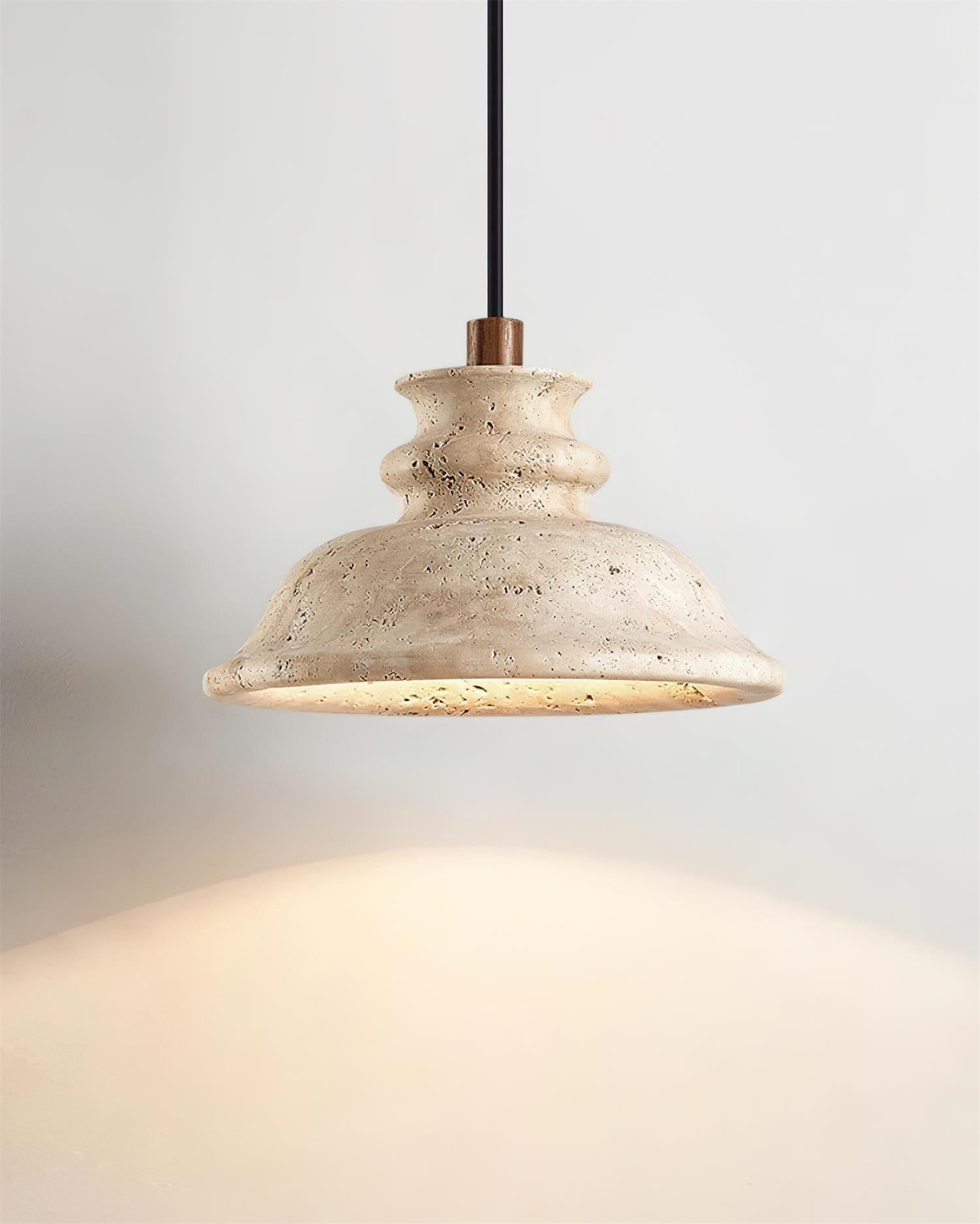 Ritta Pendant Lamp Sculpted Travertine Shade - Letslighting