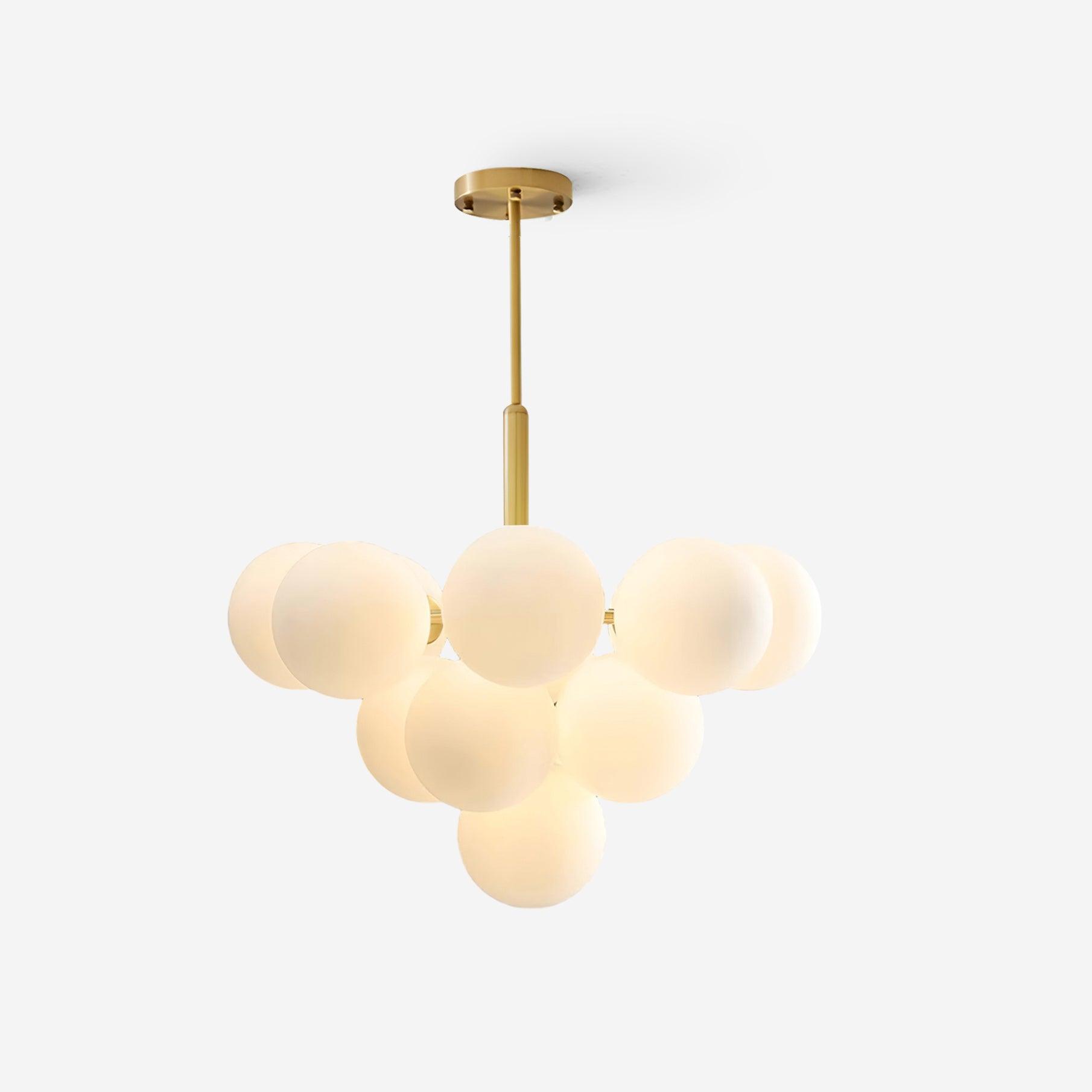 Chandelier Glass Globe Cluster Brass Frame Modern Minimalist Home - Letslighting