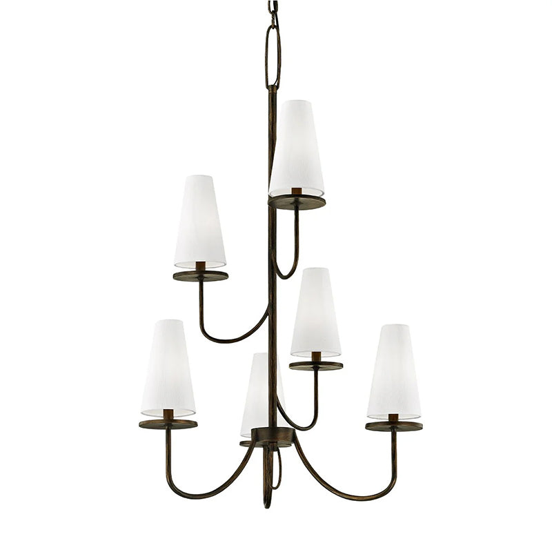 Curaeara Vintage Industrial Brass Fabric Chandelier - Lamp Copper