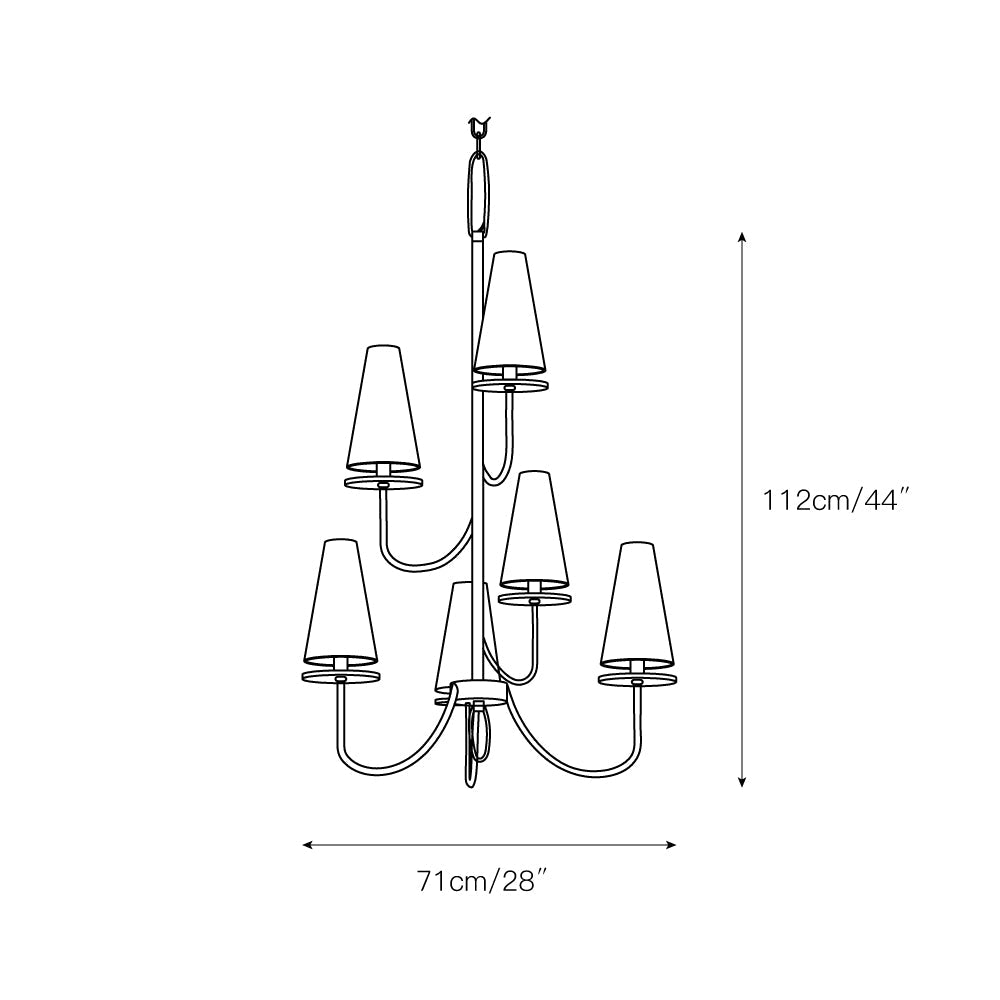 Curaeara Vintage Industrial Brass Fabric Chandelier - Lamp Copper
