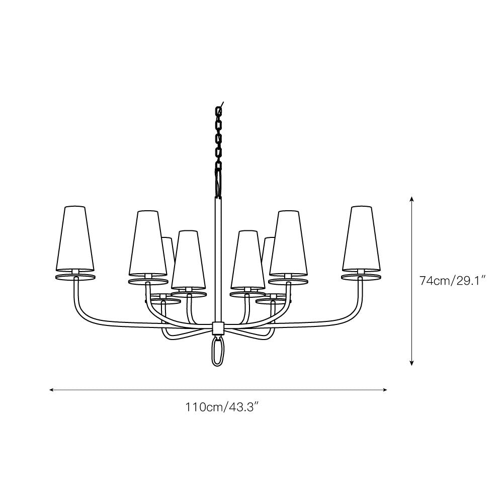 Curaeara Vintage Industrial Brass Fabric Chandelier - Lamp Copper