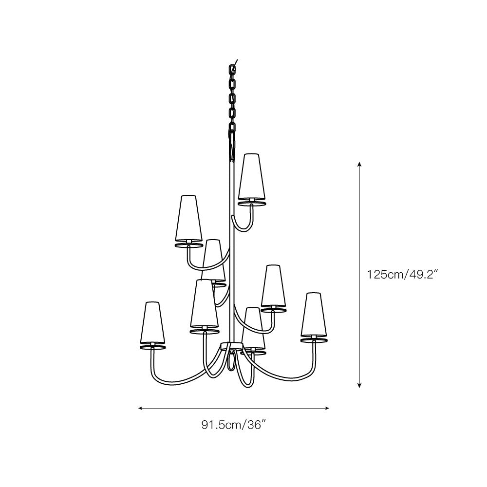 Curaeara Vintage Industrial Brass Fabric Chandelier - Lamp Copper