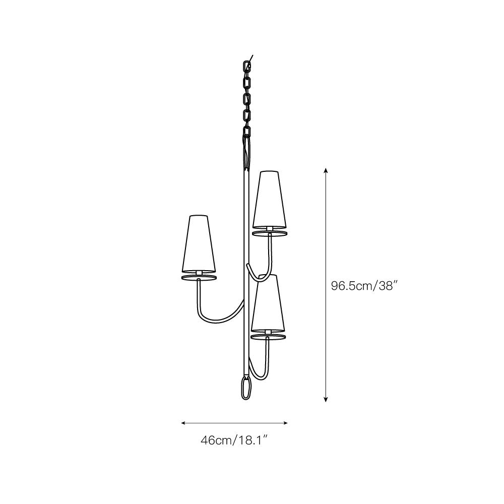 Curaeara Vintage Industrial Brass Fabric Chandelier - Lamp Copper