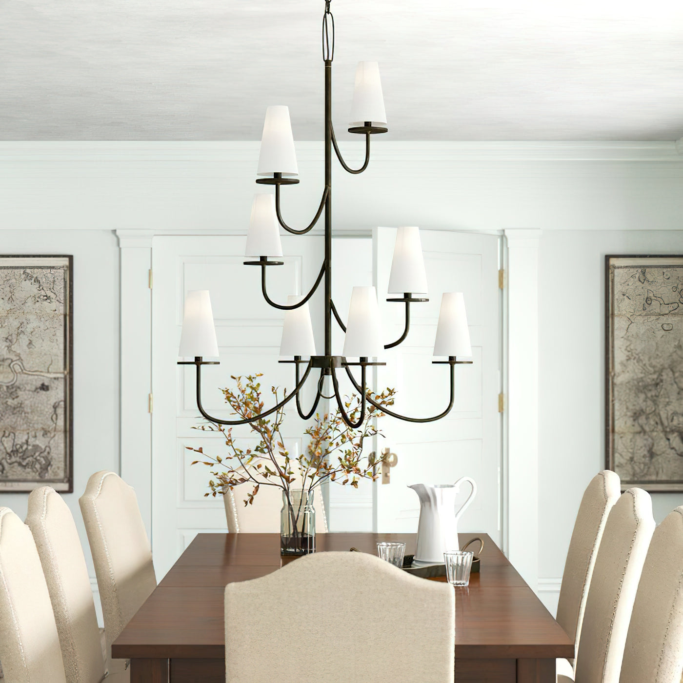 Curaeara Vintage Industrial Brass Fabric Chandelier - Lamp Copper