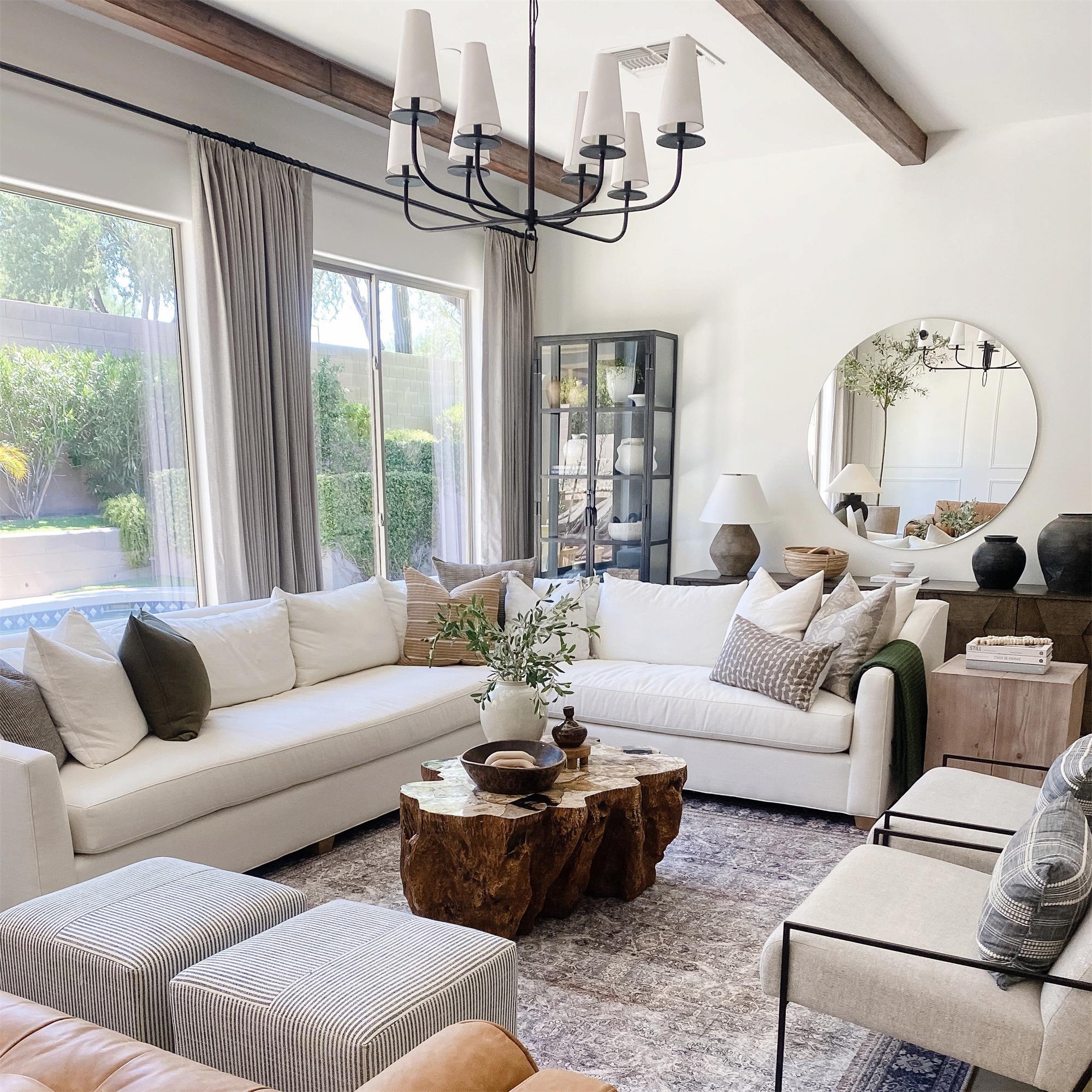 Curaeara Vintage Industrial Brass Fabric Chandelier - Lamp Copper