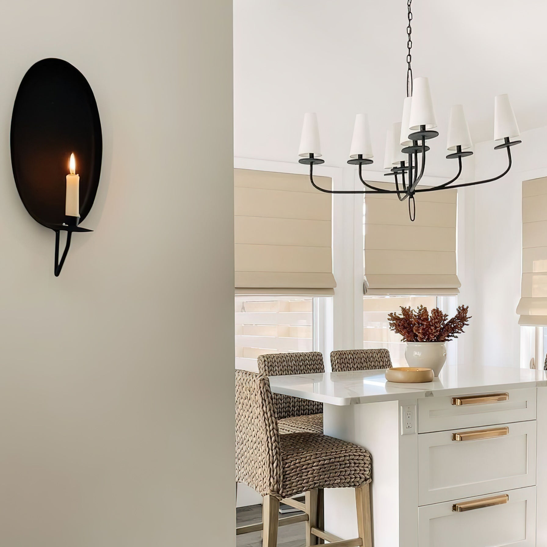 Curaeara Vintage Industrial Brass Fabric Chandelier - Lamp Copper