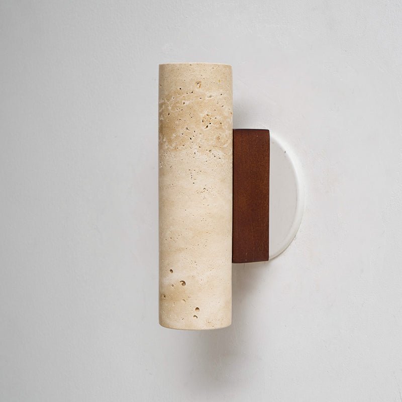 Celore Cylinder-Wood Travertine Wall Light - Letslighting
