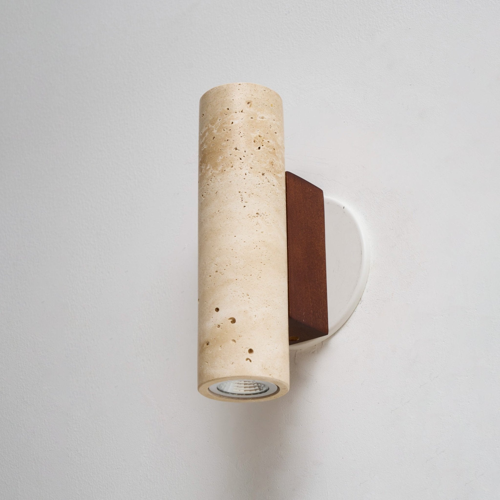 Celore Cylinder-Wood Travertine Wall Light - Letslighting
