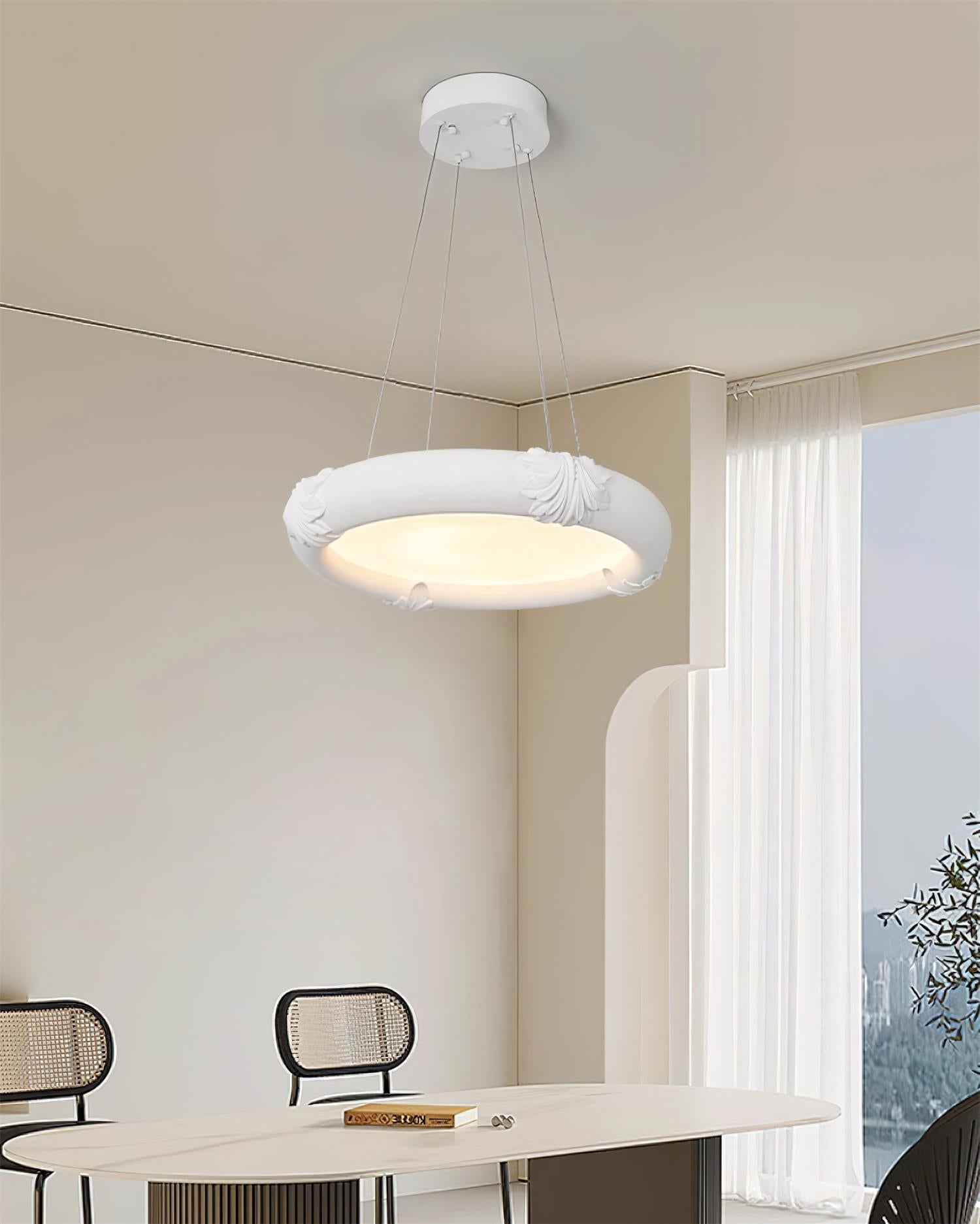 Marika Chandelier Plaster Circular Floral - Letslighting