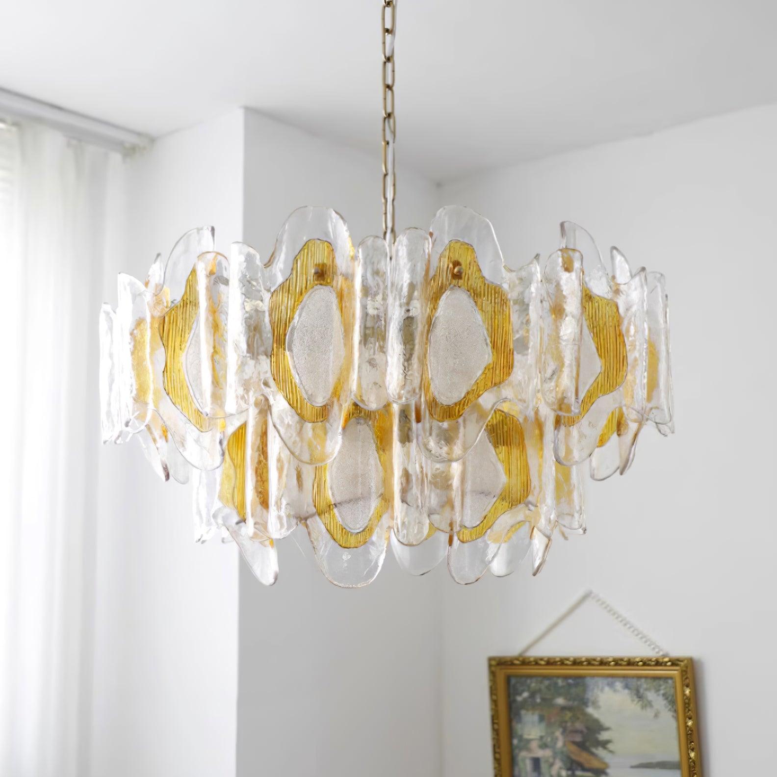 Marrina Chandelier Vintage Amber Glass Elegance - Letslighting