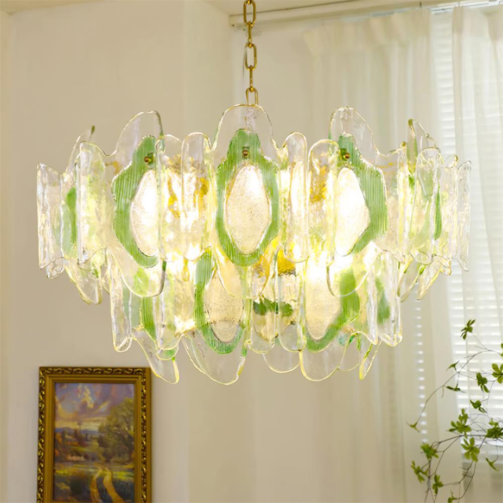 Marrina Chandelier Amber Wave Glass Vintage - Letslighting