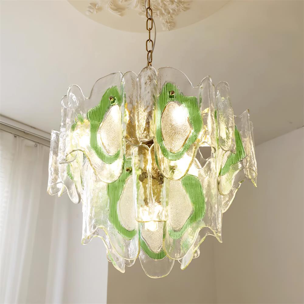 Marrina Chandelier Amber Wave Glass Vintage - Letslighting