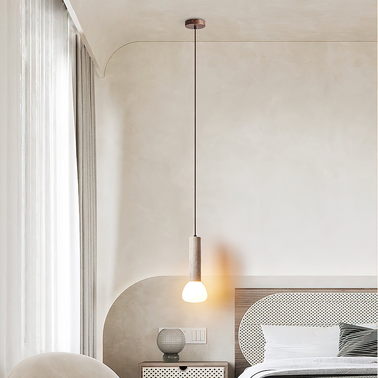 Cicaris Minimalist Travertine Pendant Light - Letslighting