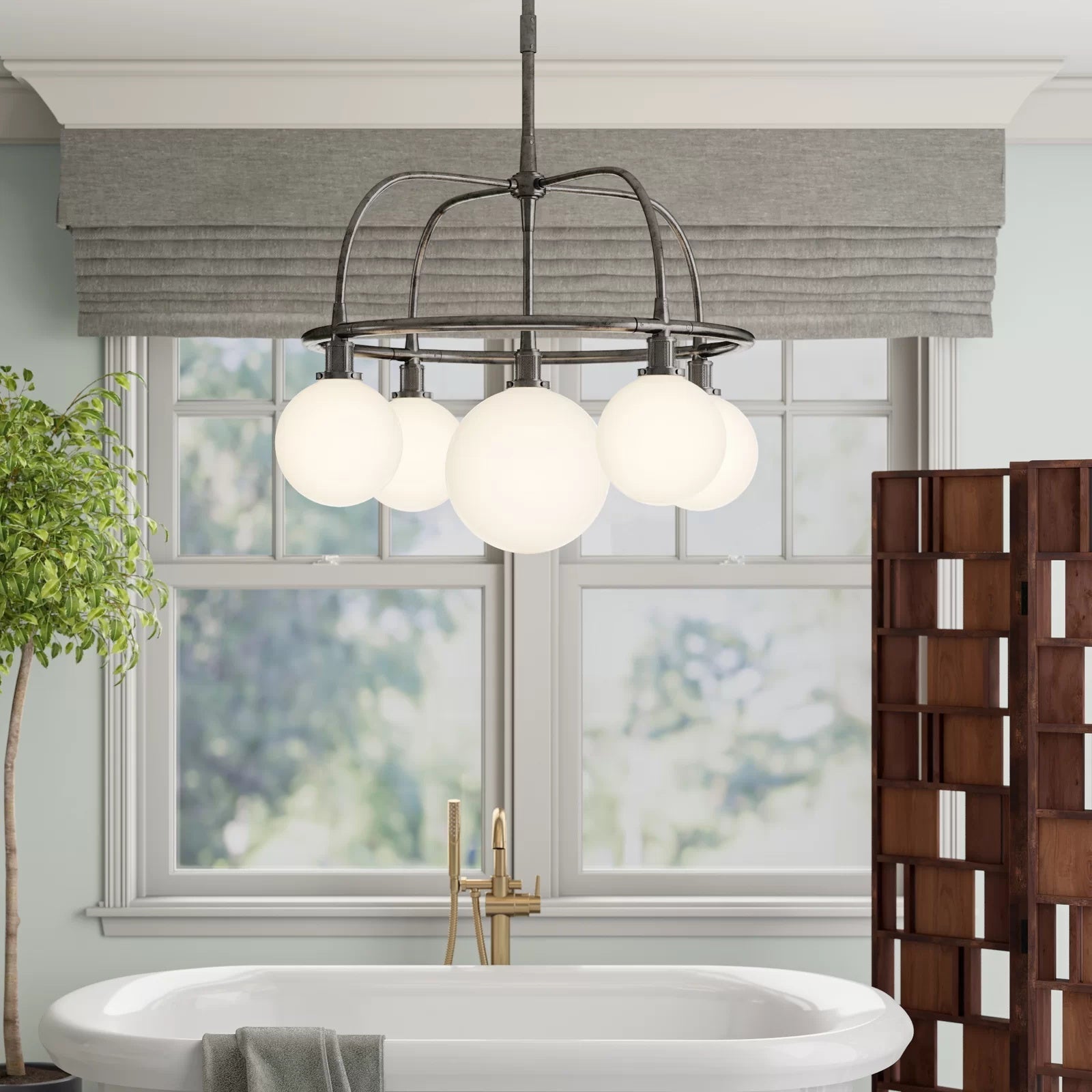 Vathea Modern Minimalist Metal Glass Chandelier - Lamp Copper