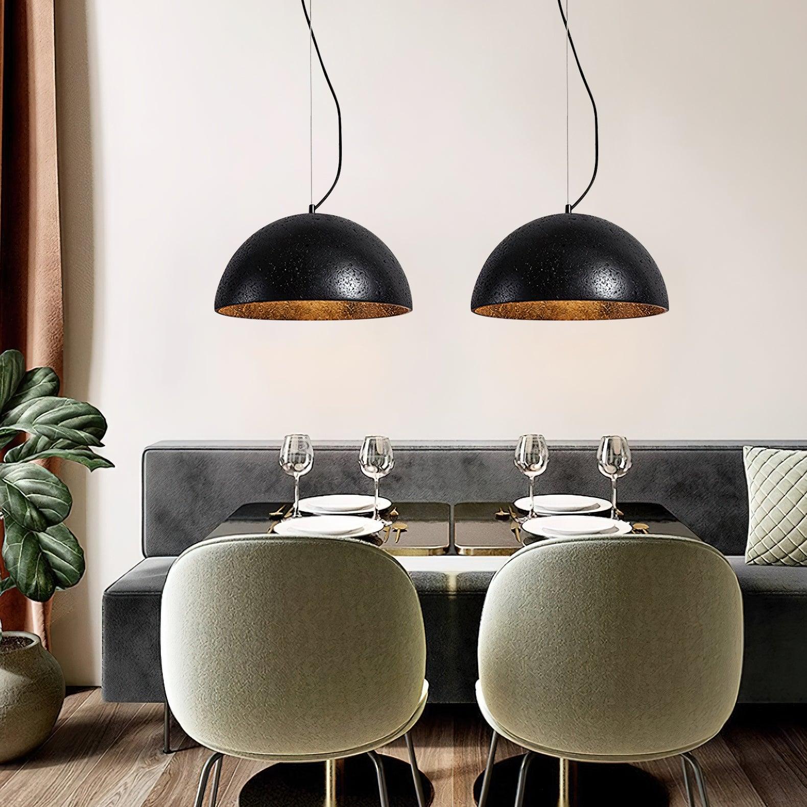 Pendant Lamp Travertine Dome Shade Industrial Chic Soft Glow - Letslighting