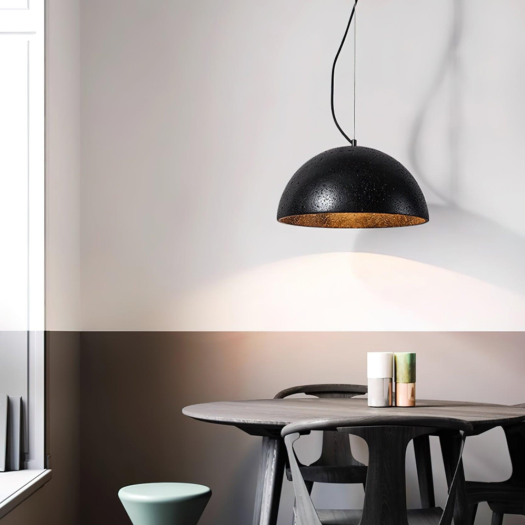 Pendant Lamp Travertine Dome Shade Industrial Chic Soft Glow - Letslighting