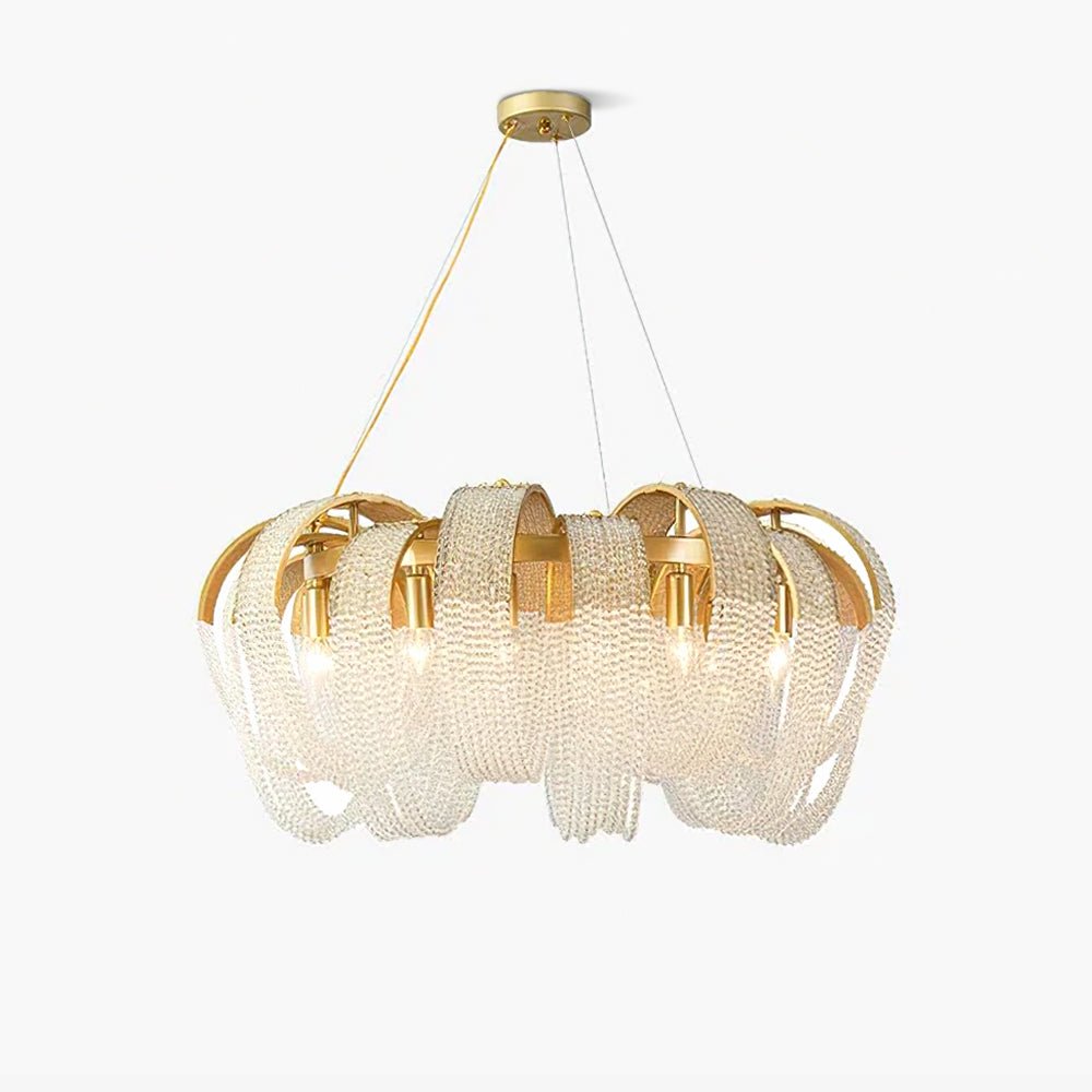 Lustra Chandelier Mesh Crystal Gold Waterfall Sparkle - Letslighting