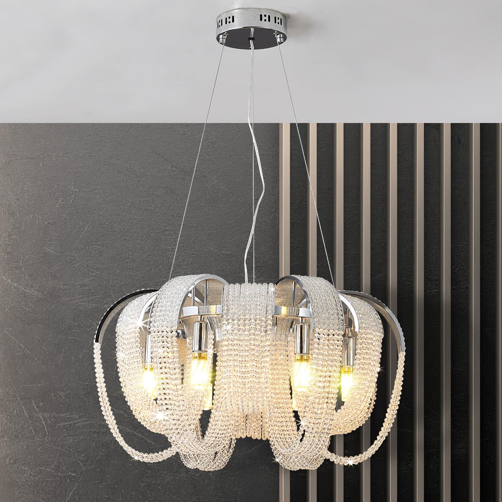 Lustra Chandelier Mesh Crystal Gold Waterfall Sparkle - Letslighting