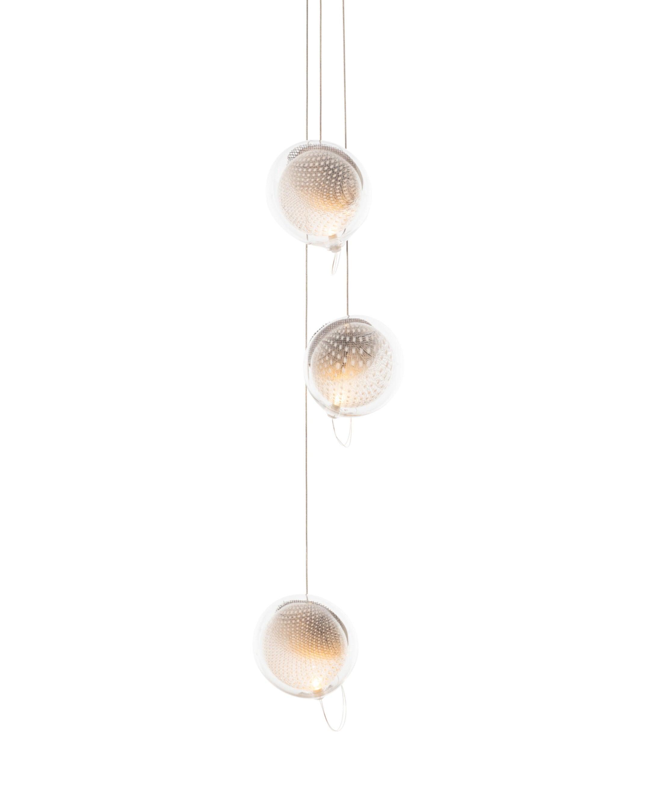 Chandelier Mesh Glass Orbs Cluster Frame Modern Minimalist - Letslighting