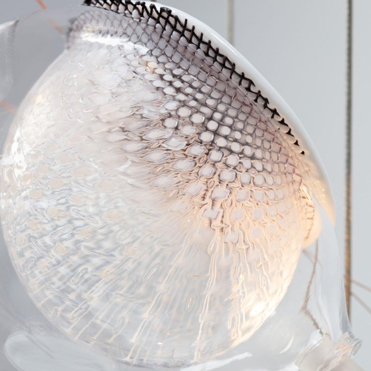 Chandelier Mesh Glass Orbs Cluster Frame Modern Minimalist - Letslighting
