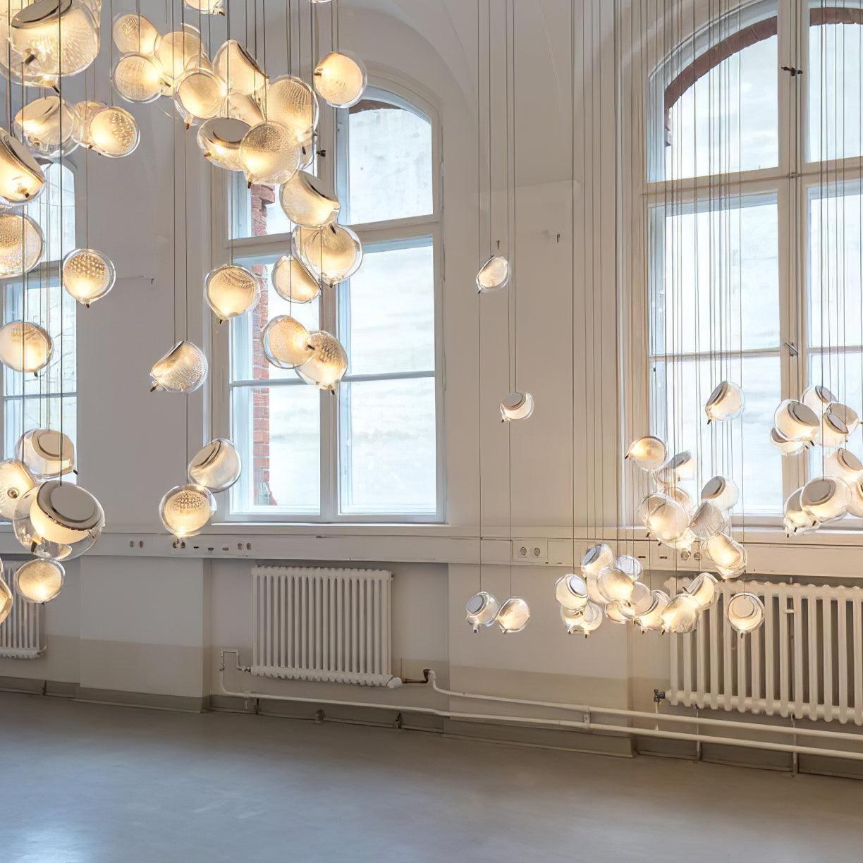 Chandelier Mesh Glass Orbs Cluster Frame Modern Minimalist - Letslighting