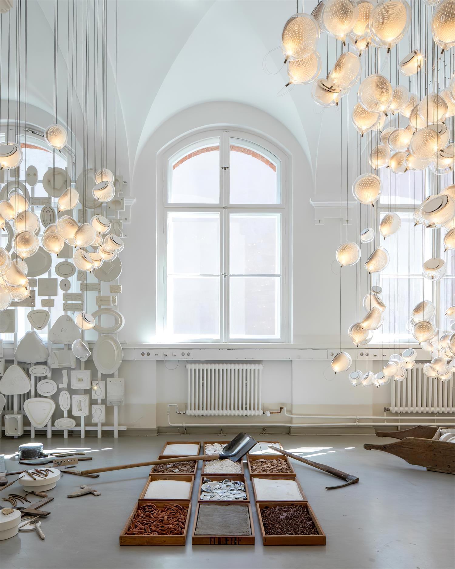 Chandelier Mesh Glass Orbs Cluster Frame Modern Minimalist - Letslighting